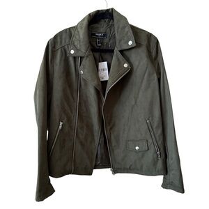 Forever 21 Men’s Olive Faux Suede Moto Jacket – Size Small (NWT)